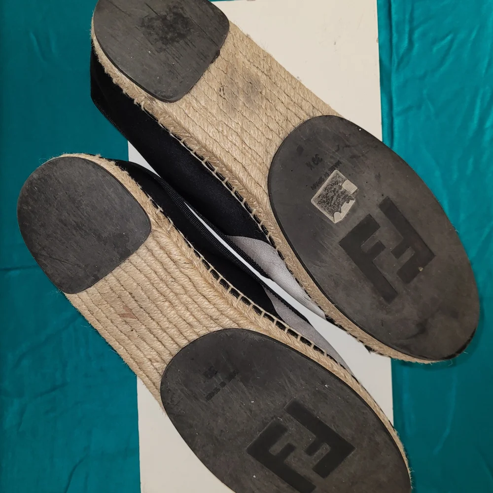 Fendi Black and Gray Floral Espadrilles - Picture 6 of 7